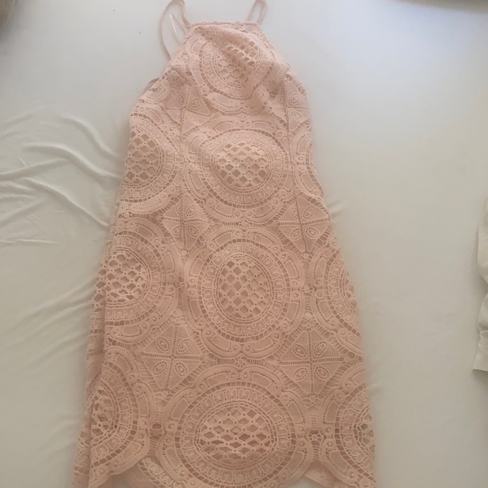 Pink lace halter dress